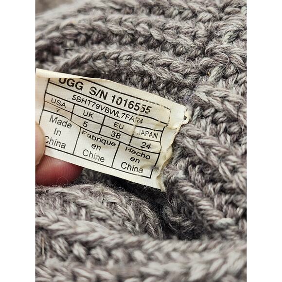 UGG Boots Womens Size 7 Classic Cardy Winter Knit Gray Mid Calf To Tall 1016555 - Picture 12 of 13